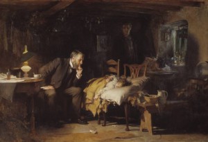 The Doctor exhibited 1891 by Sir Luke Fildes 1843-1927