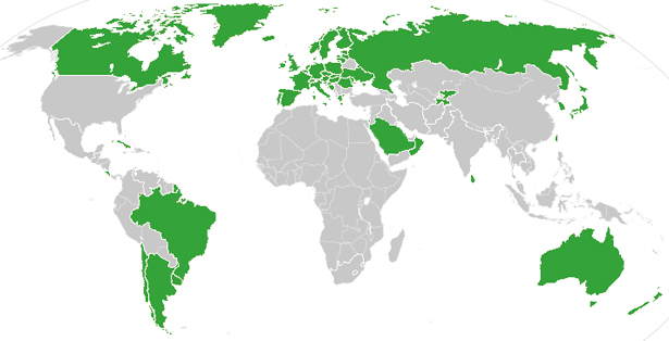 Map of world with health insurance