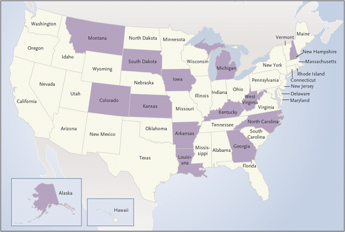 Blendon poll 2014 USA map on battleground health states